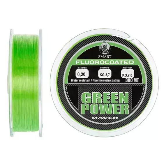 Жилка Smart Green Power Fluorine 300m 0.25mm 6.1kg, Діаметр: 0.25mm, Розмотування: 300m, фото 